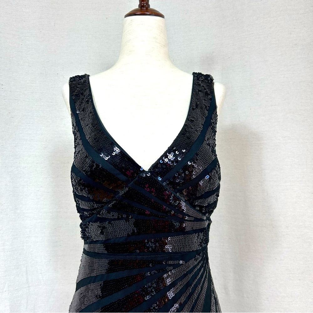 Black Js Collections Sequin Strip Mesh Dress - image 3